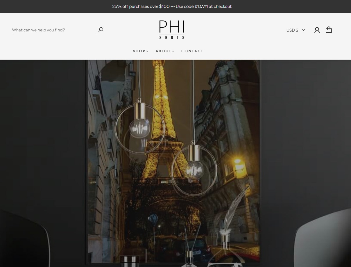 Phi Shots Shopify photography store